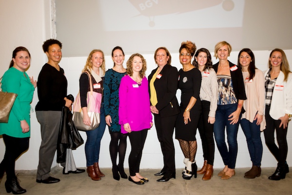 Bad Girl Ventures' new Launch class surrounds Program Manager Angela Ozar (in pink)