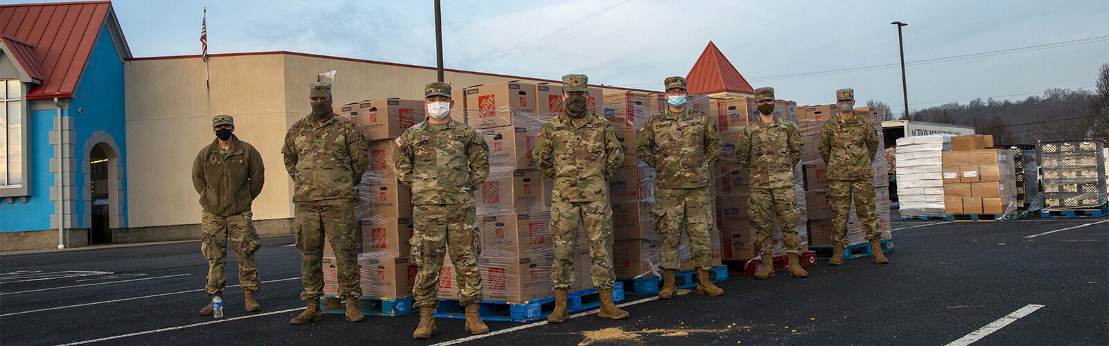 Kentucky National Guard members helped with food distribution at Action Ministries in Latonia.