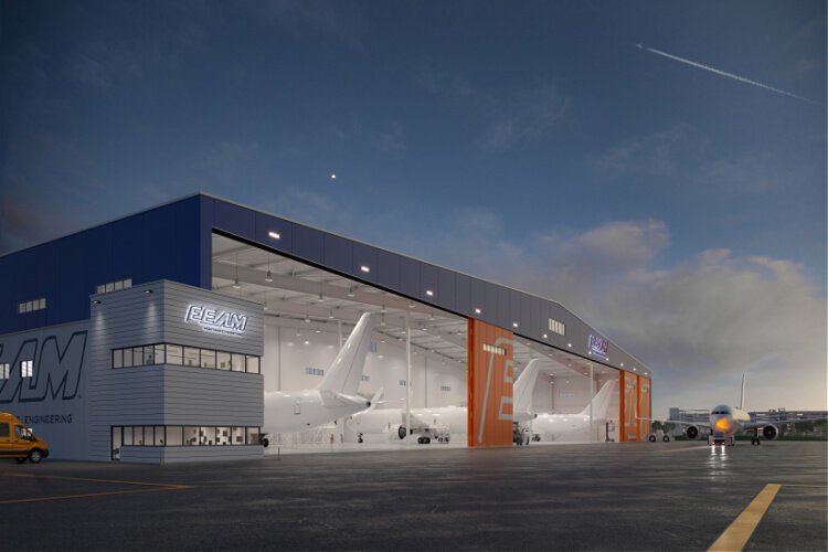 A rendering of FEAM Aero's proposed new hangar.