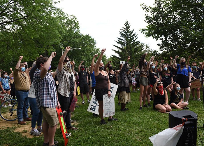 Fort Thomas protesters gathered in Tower Park on June 13.
