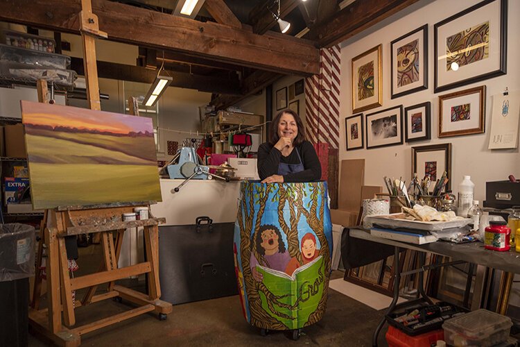 Artist Jennifer Baldwin in her studio.