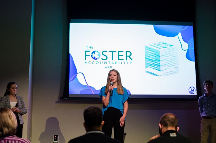 Abbie May of Bowling Green High School discusses her team's app to help foster families.