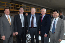 L-R: Judge Executive Steve Pendery, Scott Merz, Nigel Ferrey, Gov. Steve Beshear, Ray Takigiku