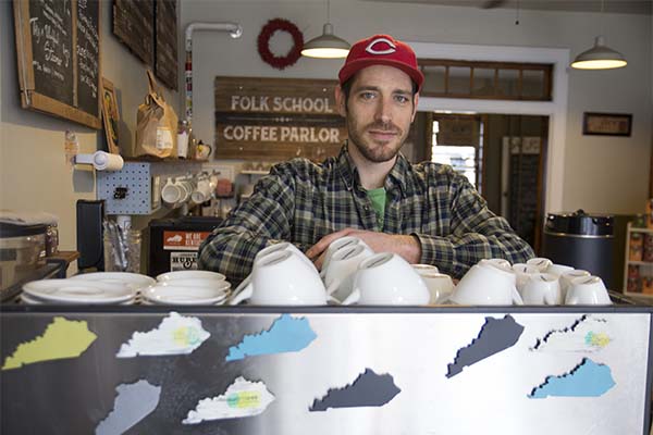 Matt Williams co-founded Ludlow's Folk School Coffee Parlor