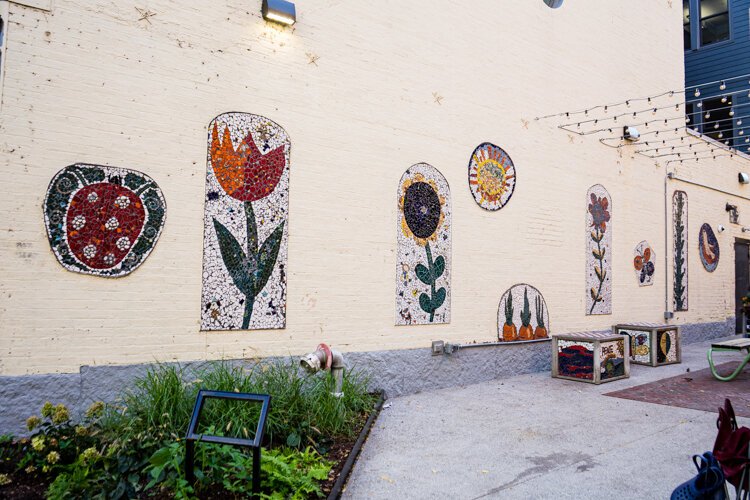Imagination Alley's tile mosaics were created 15 years ago by students and residents.