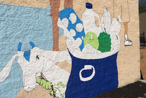 A Goebel Goat is included in the “Love the Cov” mural