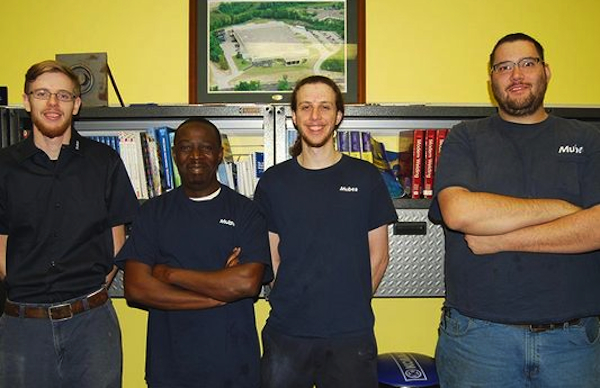 Matt Ryan (second from right) and fellow Mubea apprentices-turned-employees